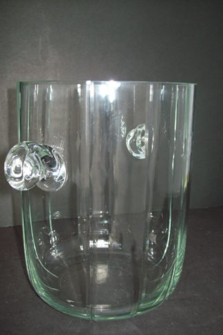 Mouth Blown Glass Ice Bucket with Applied Clear Swirl Handle