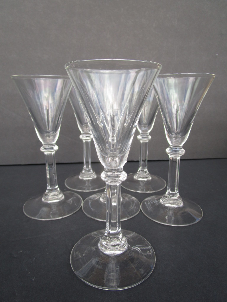 Clear Handle Blown Glass Cordial Set