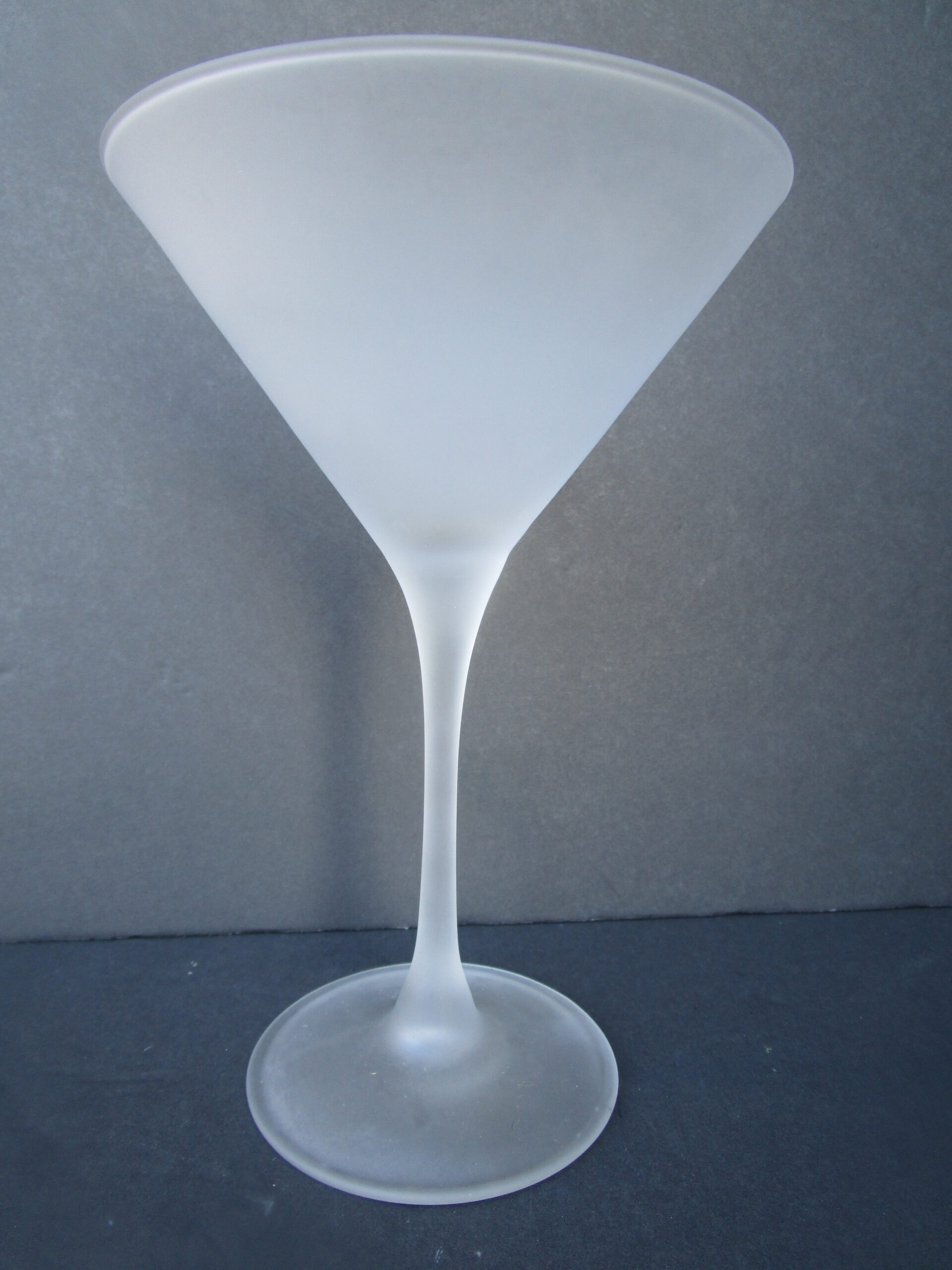 Frosted Martini Glass With Long Thin Stem. -