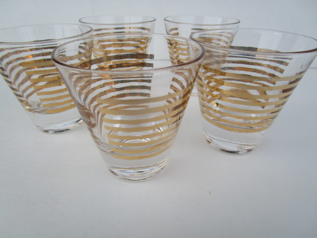 Clear Shot Glasses with Encircled Gold Ring Panels