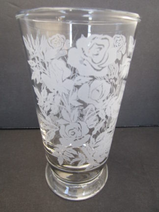 White Enamel Tumblers with Roses and Foliage designs