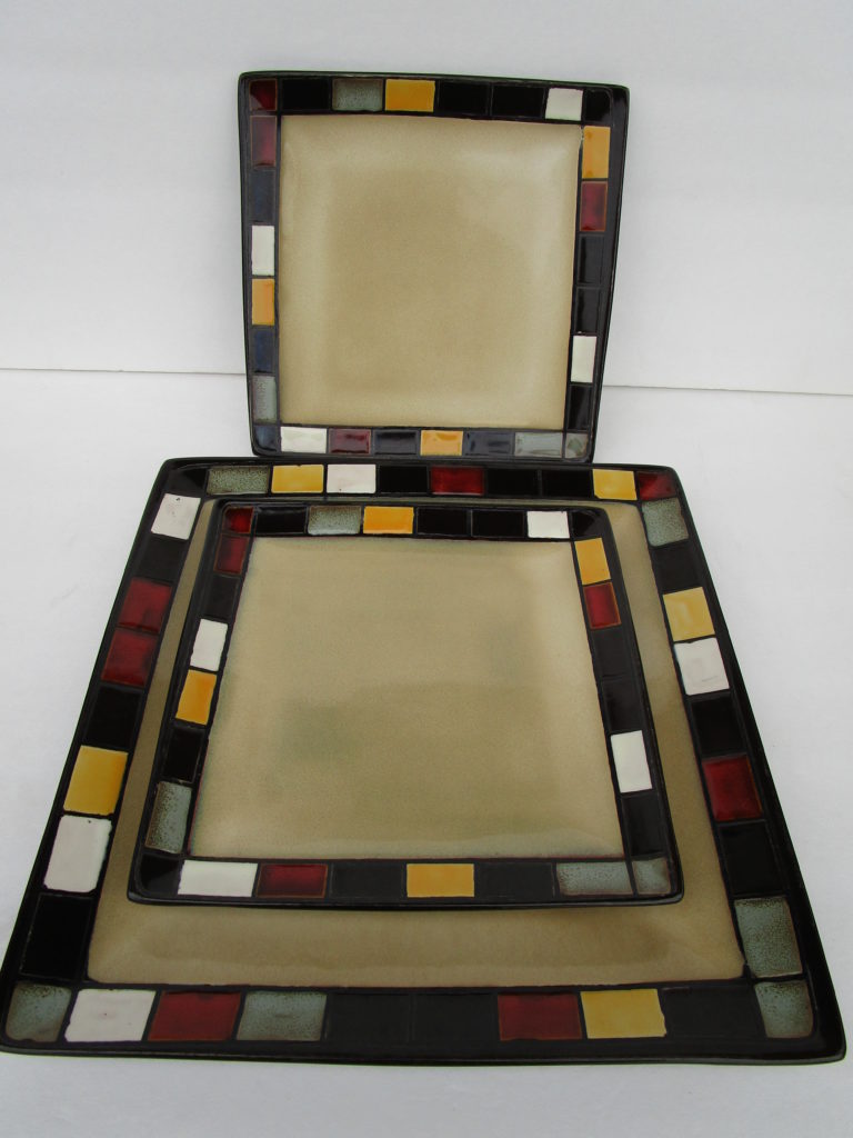 Home Trends Mosaic Tile Square Platter Set