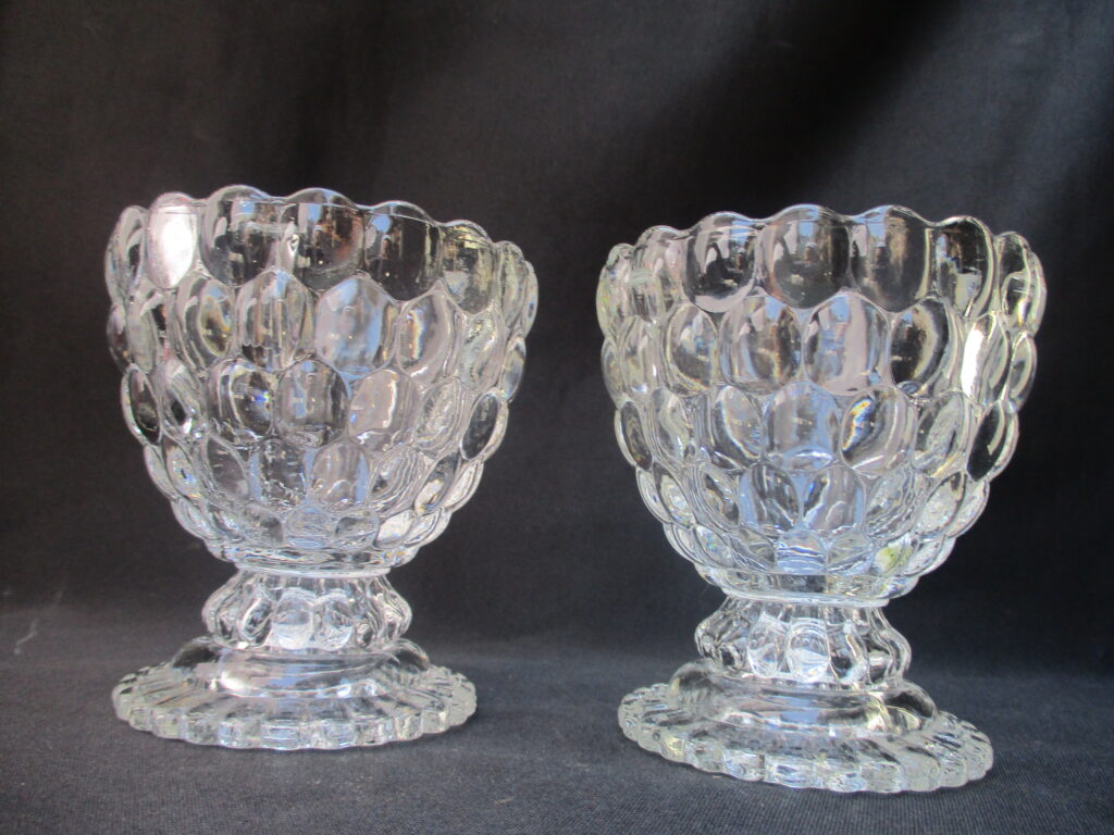 Avon Oblique Pattern Clear Glass Bubble Dessert Cups