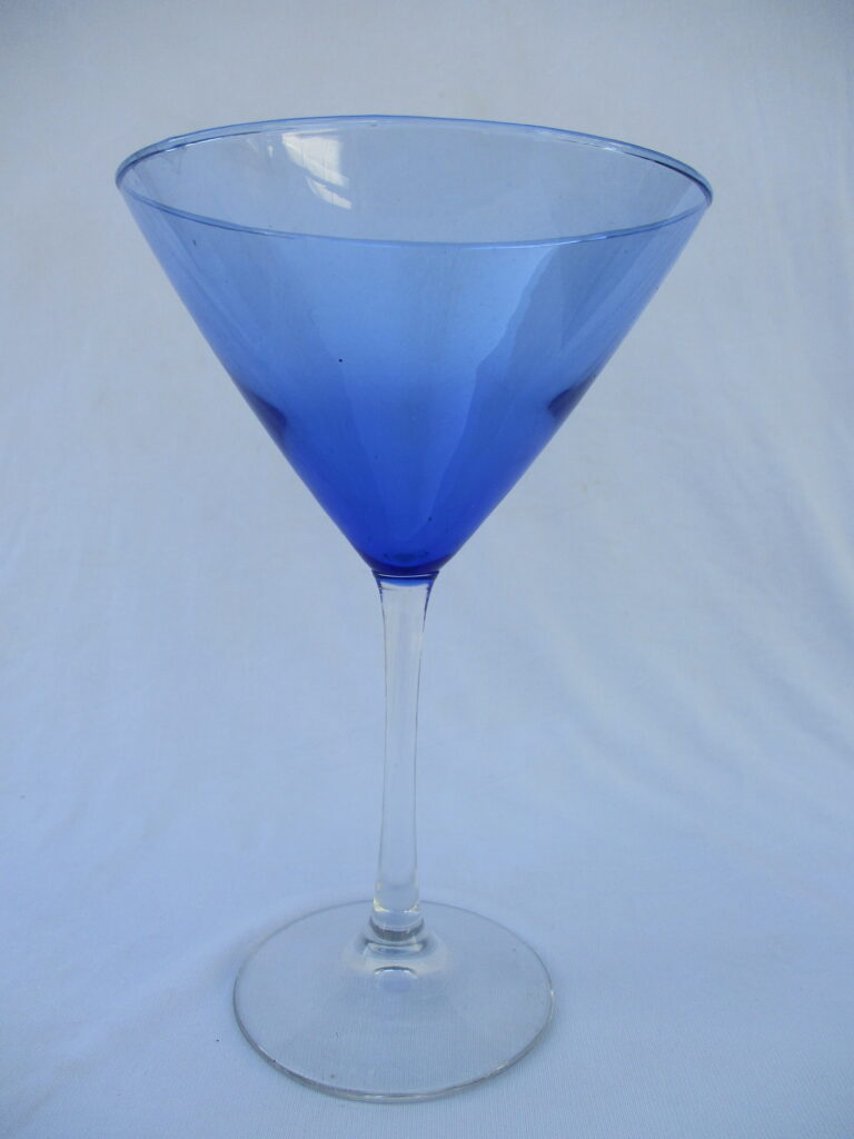 Light Blue Martini Glass Set With Clear Stem