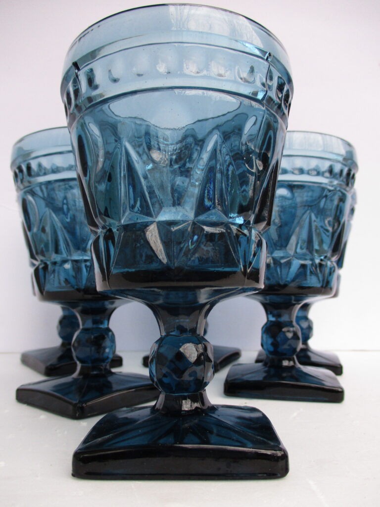 Renaissance Style 1960s Blue Water Goblet Set