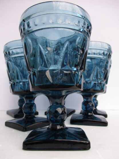 Renaissance Style 1960s Blue Water Goblet Set