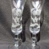 Clear Glass Champagne Flutes with decorative etchings