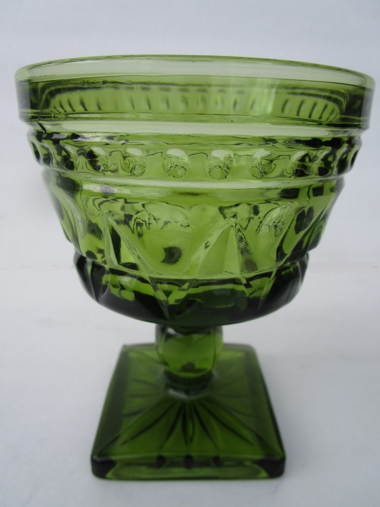 Renaissance Style Indiana Glass Avocado Green Dessert Cups