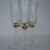 Clear Glass Wine Flute Set with gold rim and gold nugget