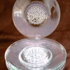 Clear Hand Blown Glass Saucers with Beaded Center
