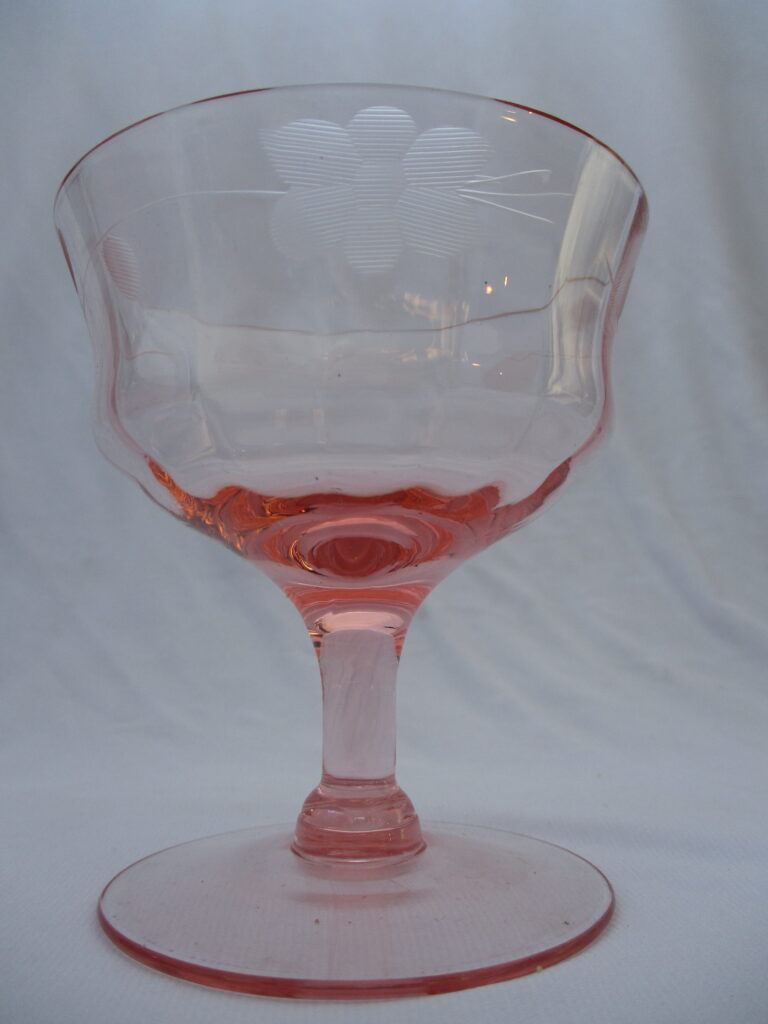 Pink Salmon Color Wine Glass with flower