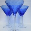 Light Blue Glass Martini Glasses with Embossed Dots