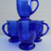 Starbucks Cobalt Blue Glass Pedestal Coffee Mugs Set