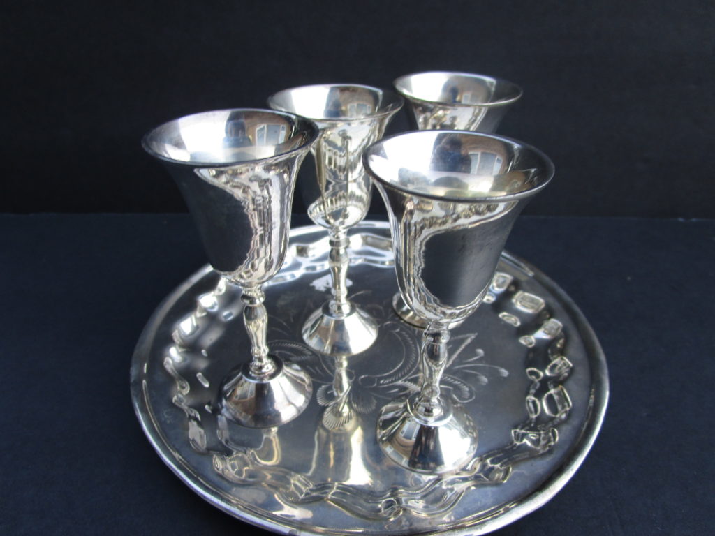 Silver Plated Stemware set with tray