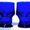 Georgian Thumbprint Honeycomb Pattern Cobalt Blue Glasses