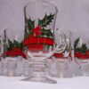 Holly Berry and Mistletoe Clear Glass Christmas Mugs