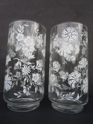 Floral Design Glass Tumbler set of two for USD 19.99