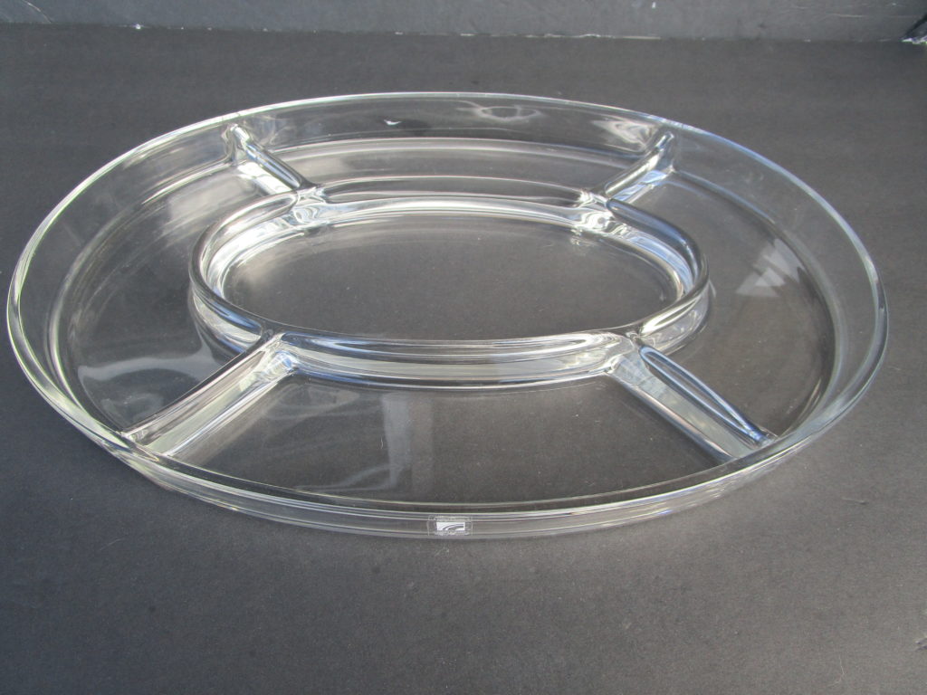 Five Part Divided Clear Glass Oval Platter made in Italy