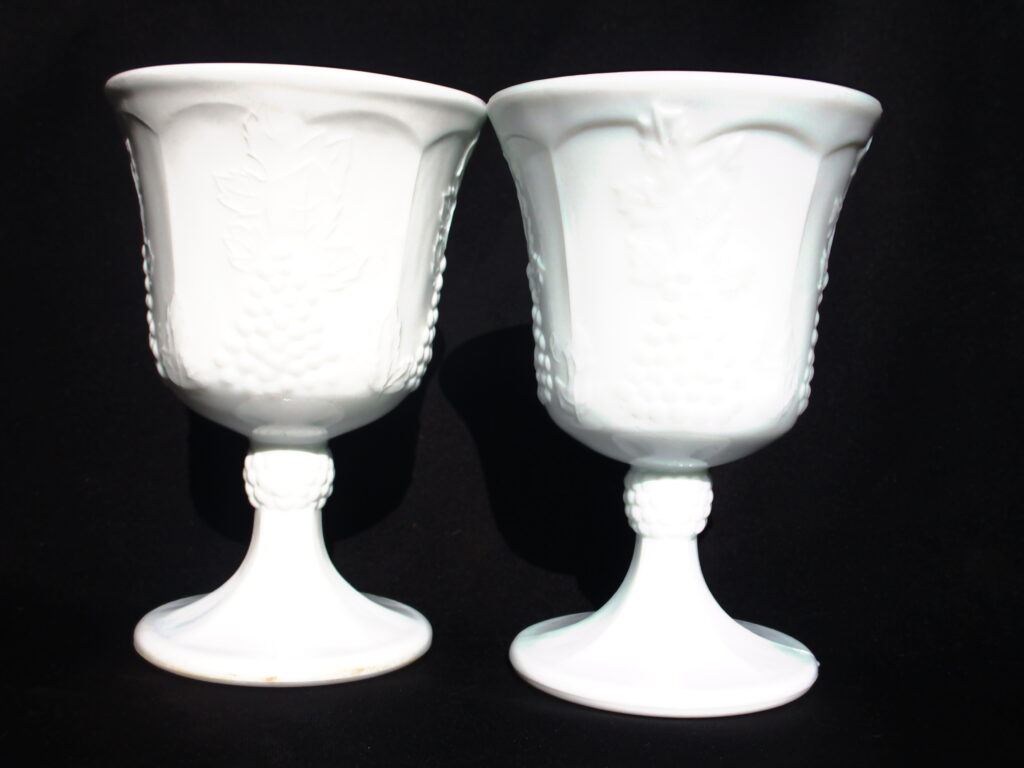 Harvest Pattern Milk Glass Goblet Set