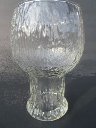 Tree Bark Textured Clear Glass Goblet with hollow stem