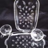 Clear Glass Hostess Tray Set with a Carved Inset