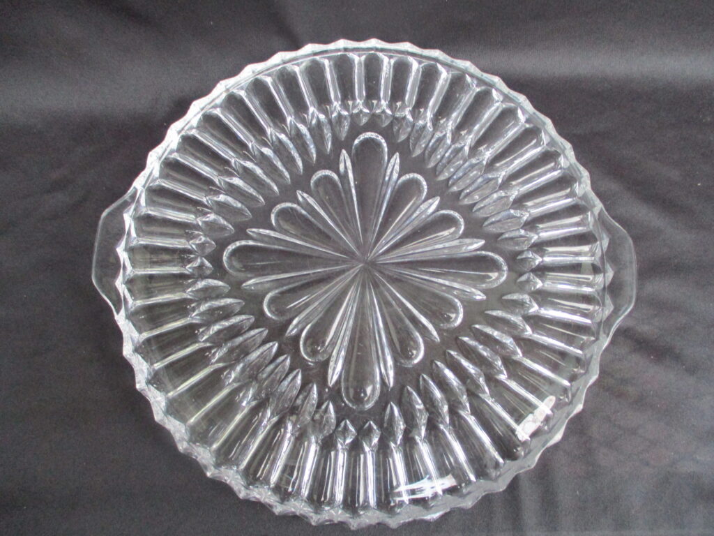 Clear Glass Cake Plate Platter with tabbed handles