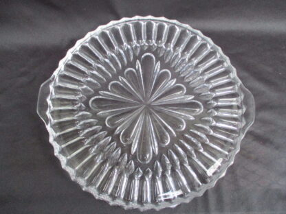 Clear Glass Cake Plate Platter with tabbed handles