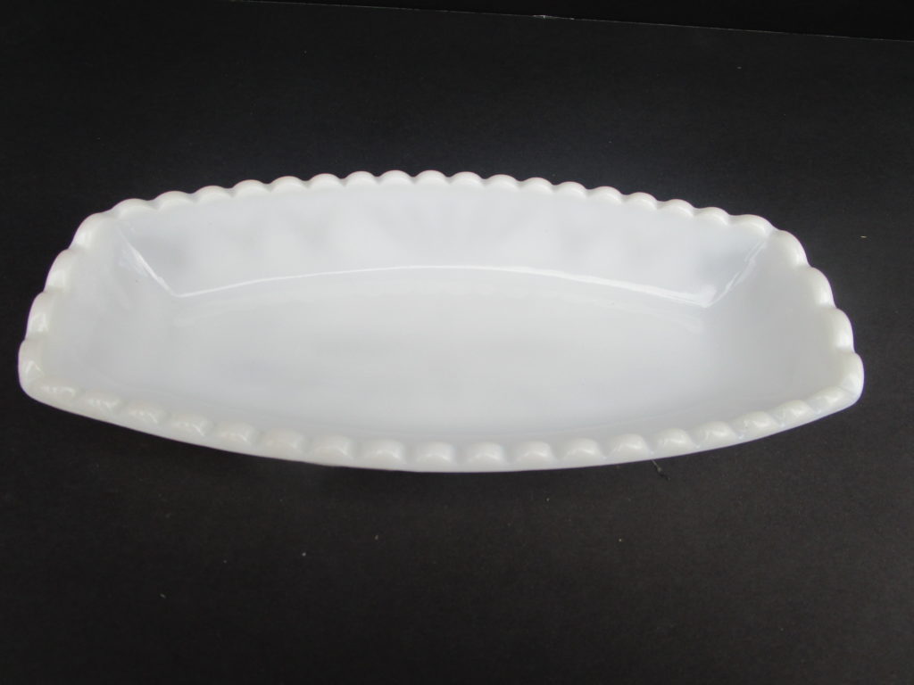 Milk Glass Rectangular Tray is available