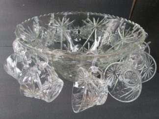 Anchor Hocking Prescut Pattern Punch Bowl Set