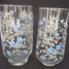 Clear Glass Tumbler with Enameled Blue Flowers