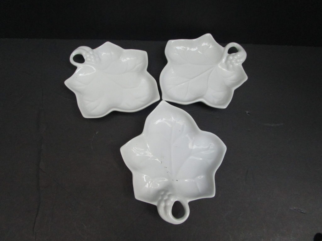 White Porcelain Leaf Form Trays by Lillian Vernon