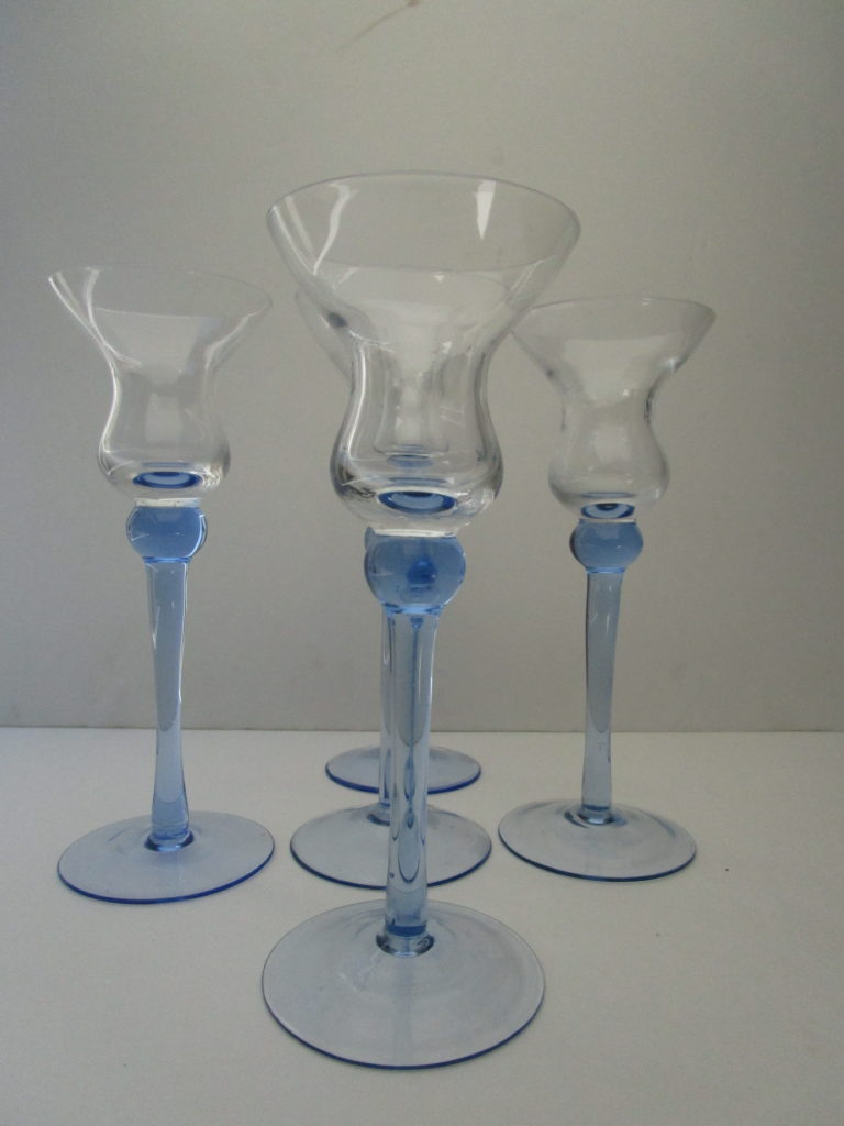 Clear Cocktail Glasses with Blue Stems