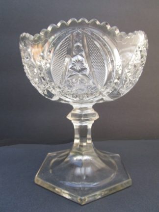 star of David clear glass compote