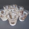 Libbey Frosted Shot Glass Set with Gold Metallic Leaf Design