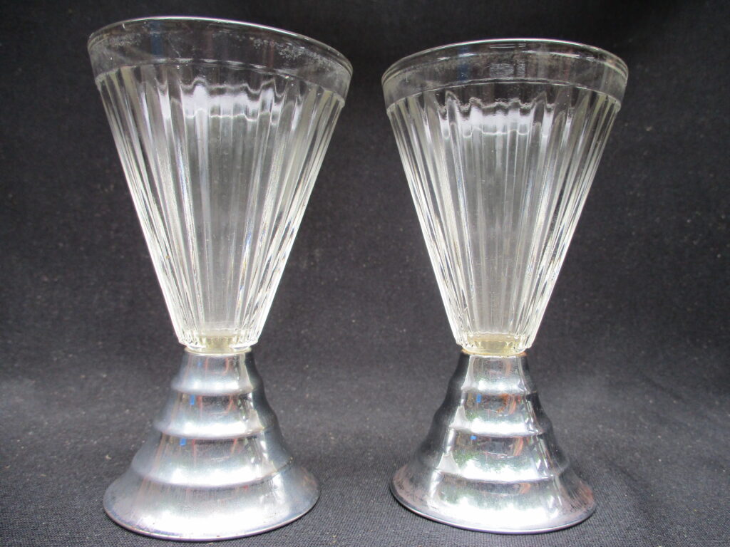 Fluted Style Wine Glass with Silver Plated Base