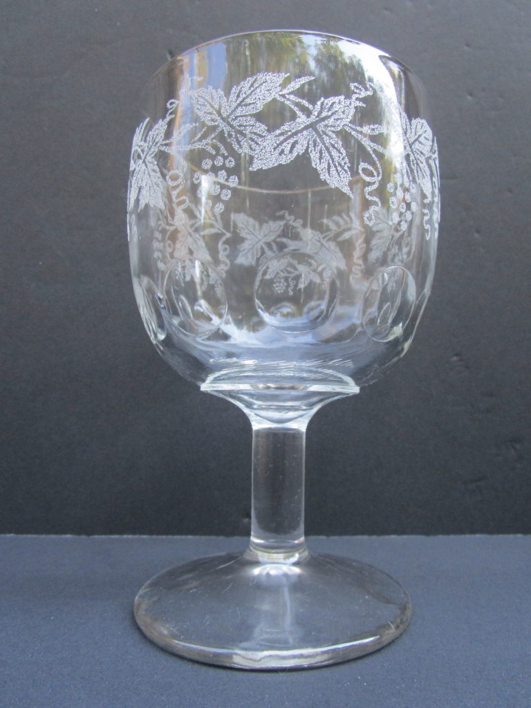 Bartlett Collins Clear Glass Goblet with frosted grapes