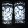 Hazel Atlas Blue Jasperware Tumblers with Flower design