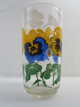 Clear Tumbler designed with Pansies and Foliage