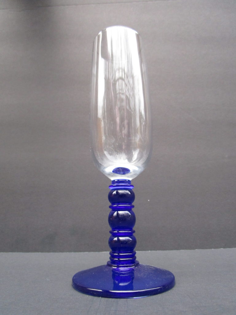 Clear Wine Flute with Blue Ball Stem