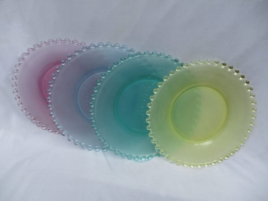 Candlewick Pattern Dessert Plates in Pastel Colors