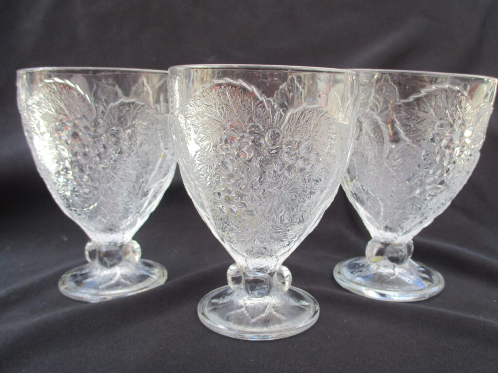 Clear Goblets embossed with fruits and foliage