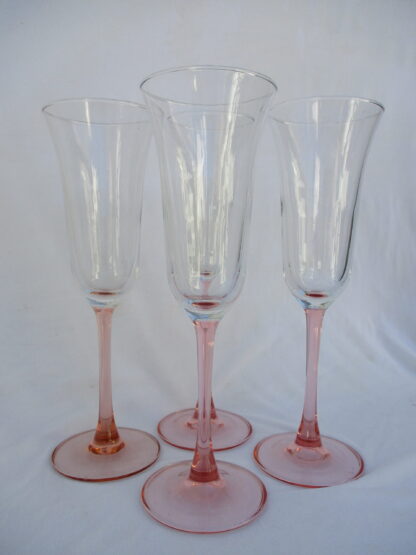 Luminarc Americana Rose Champagne Flutes With Salmon Pink Color Stem