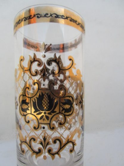 Gold and Black Crescent Filigree Clear Glass Tumblers