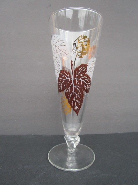 Libbey Glass Pilsner with Gold Metallic and White Enamel