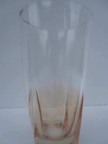 Clear Glass Tumbler in Peach Pink with square base