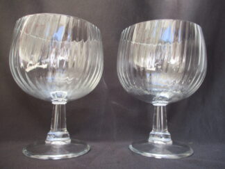 Large clear glass goblets ribbed entirely