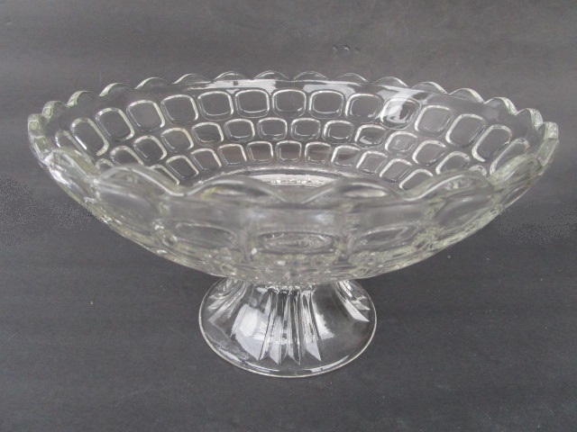 Clear Glass Compote with pressed glass indentation