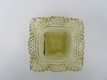 diamond point pattern square glass bowl with ruffled rim