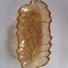 Peachy Amber Color Carnival Glass Double Leaf Tray