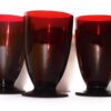 Cranberry Red Goblet Set with Short Stem Base